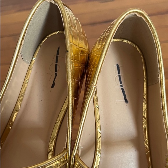 LOFT Classic Gold Croc Embossed Square Toe Mary Jane Ballet Flats Size 8.5 - Picture 7 of 10